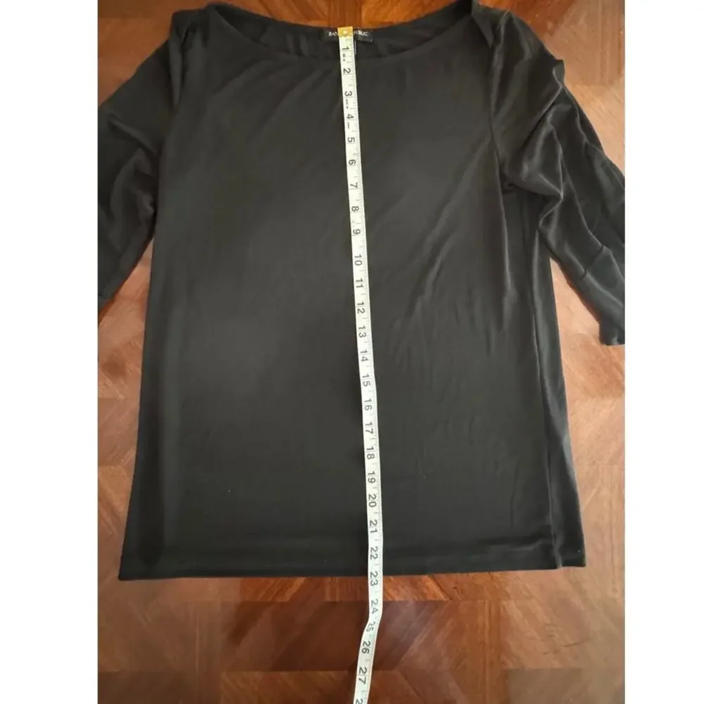 Banana Republic Black Ruched Shoulder Split Sleeve Top Women’s S Rayon